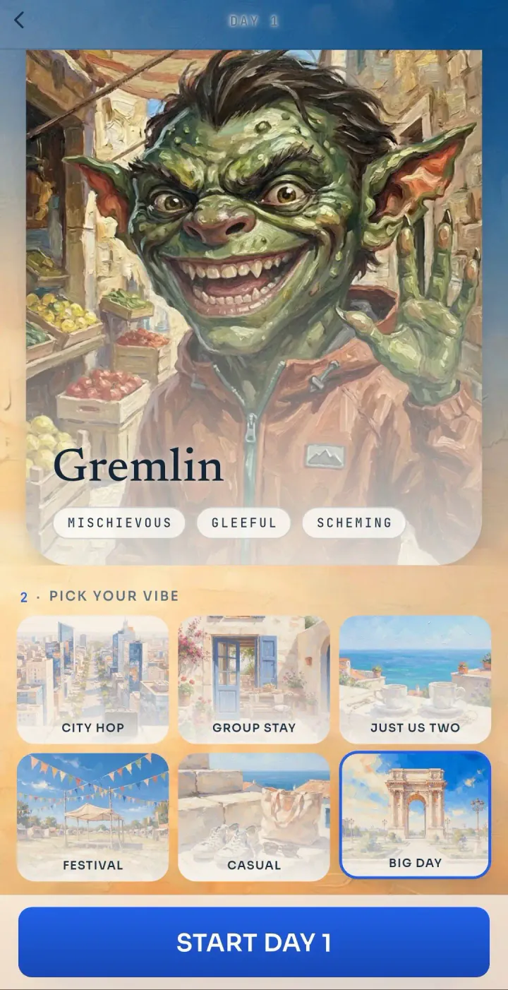 Gremlin selected as the narrator for a new day.